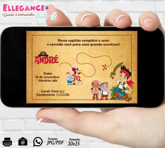 Convite Digital Jake e os Piratas