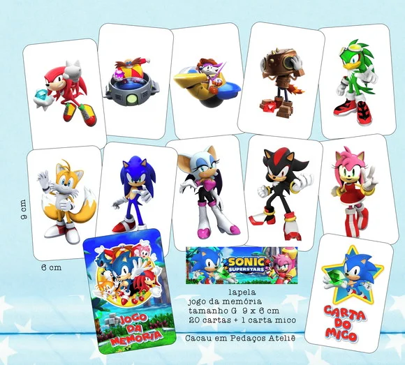 Lembrancinha Festa Jogo da Memória G Personalizado Sonic