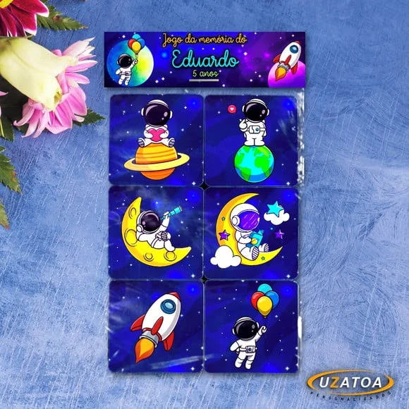 Lembrancinha Jogo da Memória mdf Astronauta personalizado