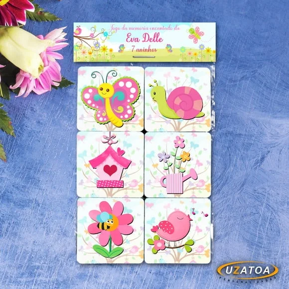 Lembrancinha Jogo da Memória Jardim Encantado personalizado