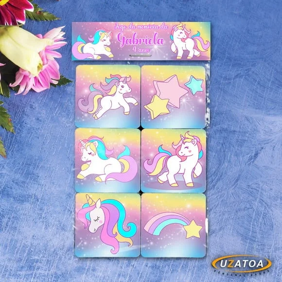 Lembrancinha Jogo da Memória mdf Unicórnio personalizado