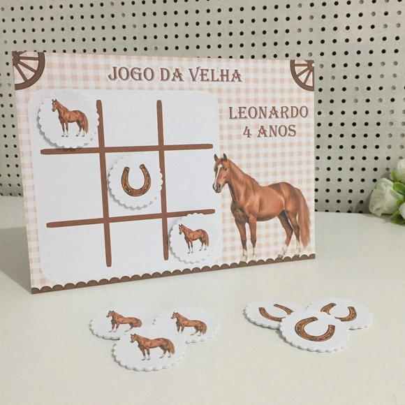 10 Jogo da Velha Lembrancinha Personalizada Haras - Cavalo