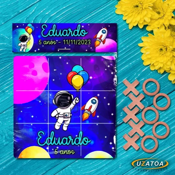 Lembrancinha Jogo da Velha Astronauta mdf Personalizado