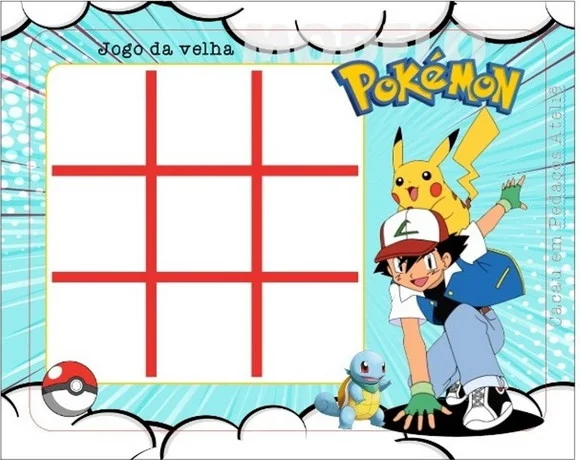 Jogo da Velha Personalizado Pokémon Vários Temas