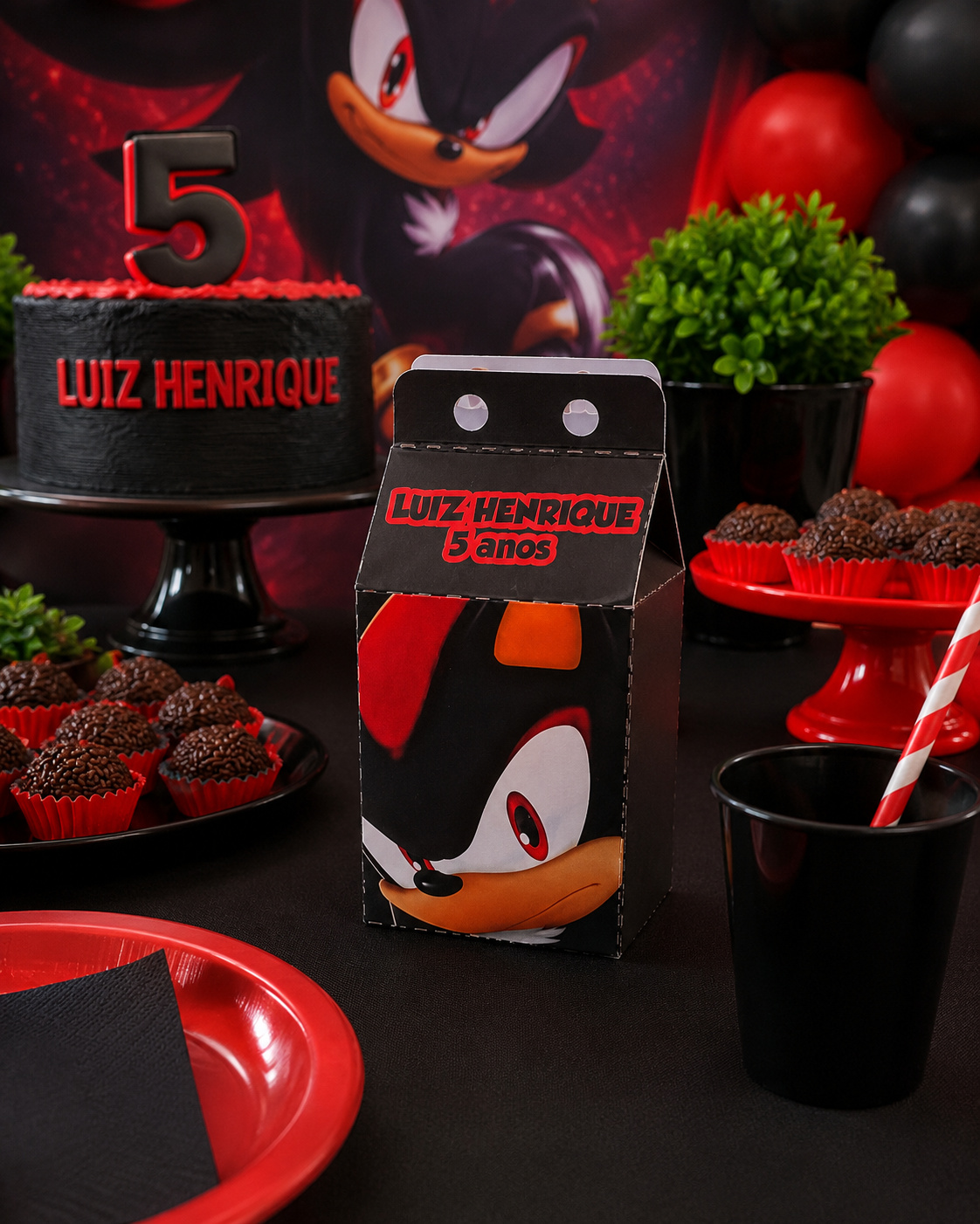 Kit 10 Caixinhas Milk Sonic Shadow Lembrancinhas Aniversário Infantil