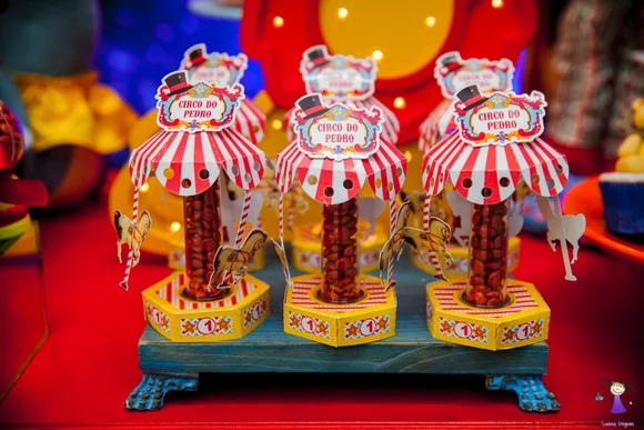 Kit 10 Porta Tubete + 6 Carro de Pipoca Circo do Mickey