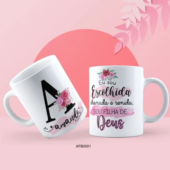 Kit 2 Canecas Alfabeto com Frase Evangelica -afb0001