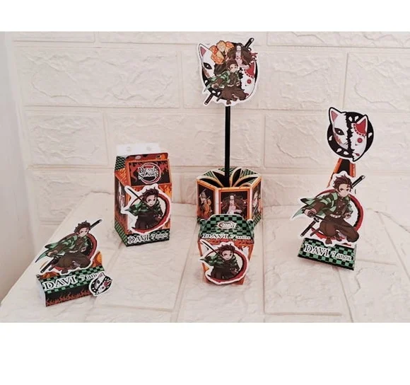 Kit 20 Caixas Personalizadas Demon Slayer Aniversário Festa