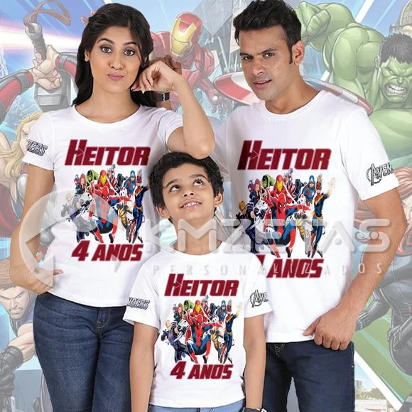 Kit 3 Blusas Vingadores Avengers Kit Festa Infantil