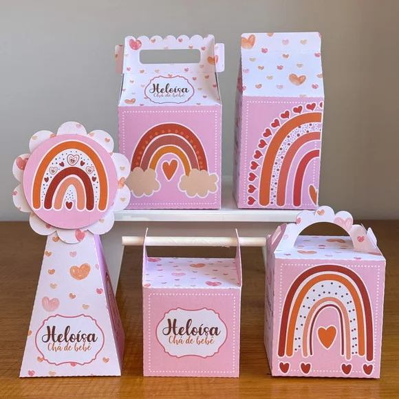 Kit 40 Caixas Arco Iris Personalizada (pegue e Monte)