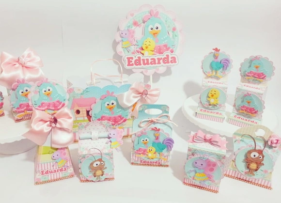 40 Lembrancinhas Galinha Pintadinha Rosa
