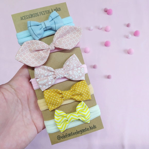 Kit 5 Faixinhas Laço Baby - Laços Borboleta, Libélula e Isa