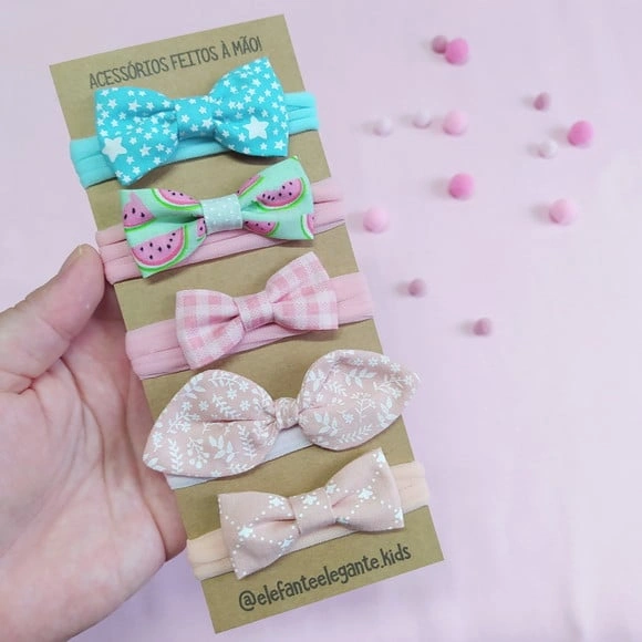 Kit 5 Faixinhas Laços Baby - Laços Borboleta e Isa