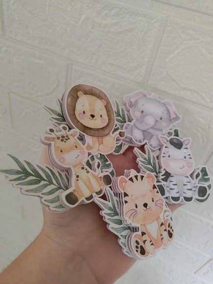 Kit 25 Apliques Animais Safari 3d