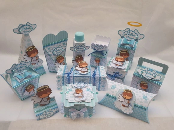 Kit 50 Peças Lembrancinhas Batizado -menino +brinde