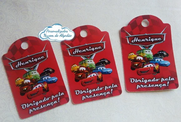 Kit 60 Tag de Agradecimento + 60 Adesivo 6x6 Carros