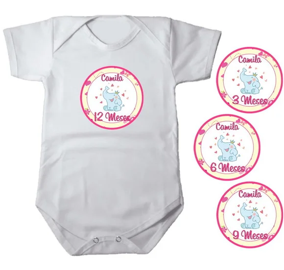 Kit Adesivo Mesversario Elefantinho com Nome
