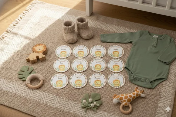 Kit Adesivos Mesversários Personalizado Leãozinho