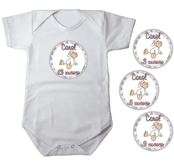 Kit Adesivo Mesversario Ovelhinha com Nome