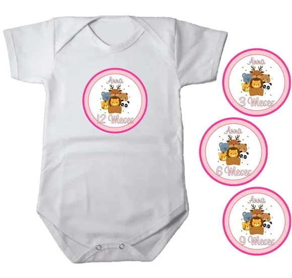 Kit Adesivo Mesversario Safari Menina com Nome