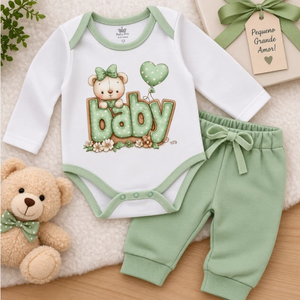 Kit Bebê Body + Calça — Conforto, fofura e muito amor!