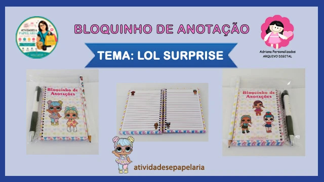 KIT BLOQUINHO DE ANOTAÇÃO LOL SURPRISE