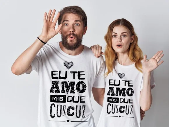 Kit Camiseta Casal Te Amo Mais Que Cuscuz