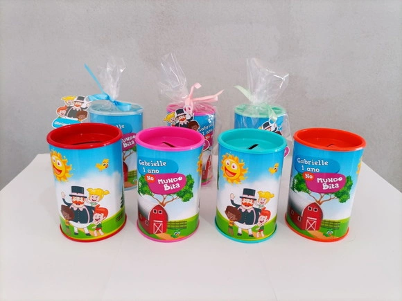Kit 10 Cofrinhos e 10 Tubetes Mundo Bita