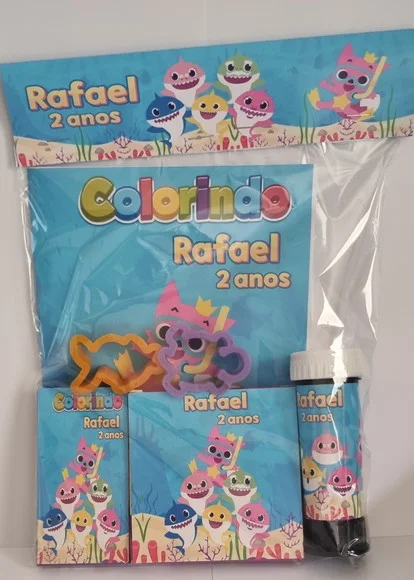 Kit Colorir + Massinha e Bolinha de Sabão Baby Shark