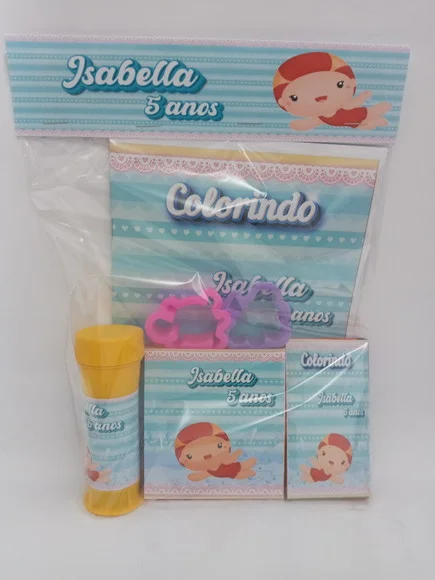 Kit Colorir + Massinha e Bolinha de Sabão Natação