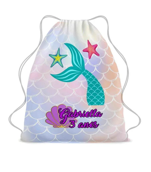 Kit com 30 Lembrancinha Mochilinha Saco Sereia