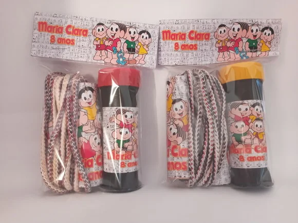 Kit Corda Personalizada e Bolinha de Sabao Turma da Monica