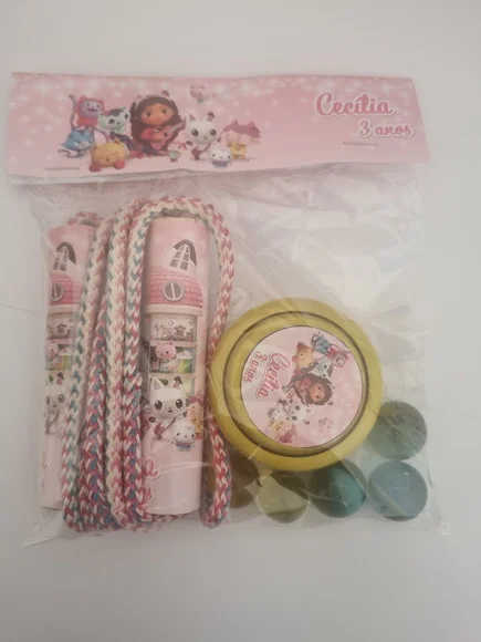 Kit Corda Personalizada Ioio e Bolinha de Gude Casa Gaby