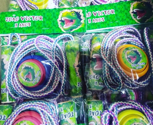 Kit Corda Personalizado e Ioio Dinossauro