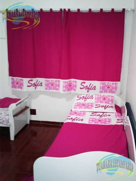 Kit Cortina + Lençol + Fronha Tema Barbie