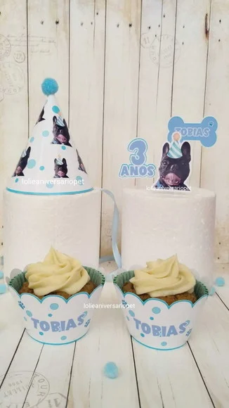 Kit Cupcake e Chapeuzinho Aniversário Cachorro