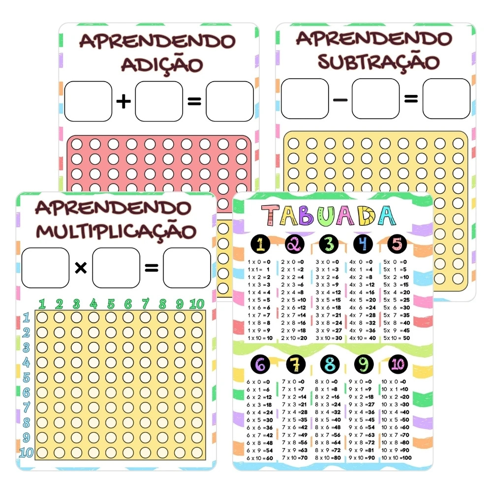 Kit de Atividades Matemáticas Cores | Plastificado e Reutilizável