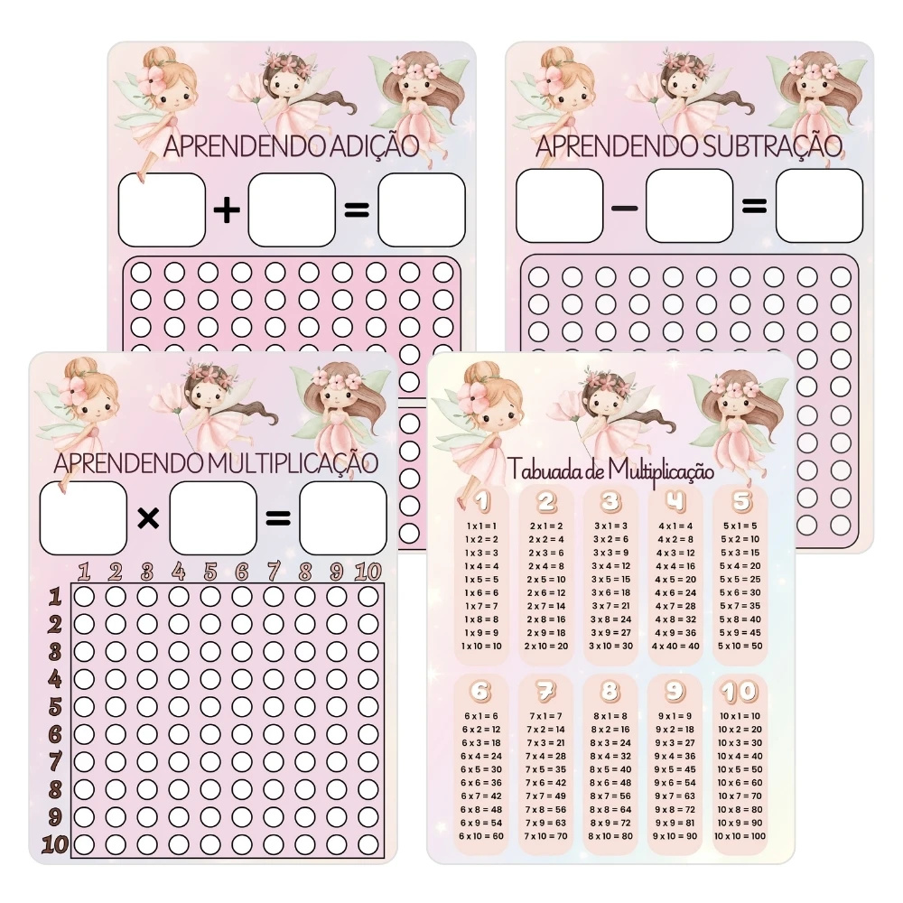 Kit de Atividades Matemáticas Fadinhas | Plastificado e Reutilizável