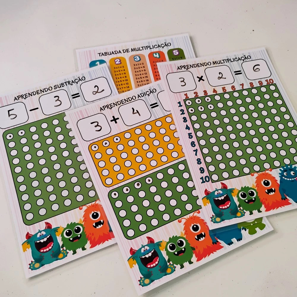 Kit de Atividades Matemáticas Monstrinhos | Plastificado e Reutilizável