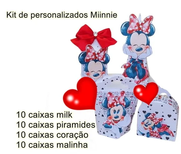 Kit de Personalizados Minnie Lembrancinha Kit Festa Minnie