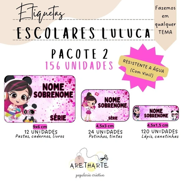 Kit Etiquetas Escolares 156 Unidades - Luluca Gamer