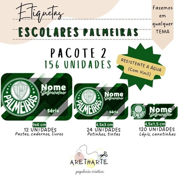 Kit Etiquetas Escolares 156 Unidades - Palmeiras