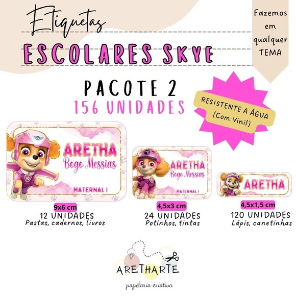 Kit Etiquetas Escolares 156 Unidades - Skye
