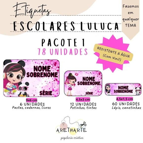 Kit Etiquetas Escolares 78 Unidades - Luluca Gamer