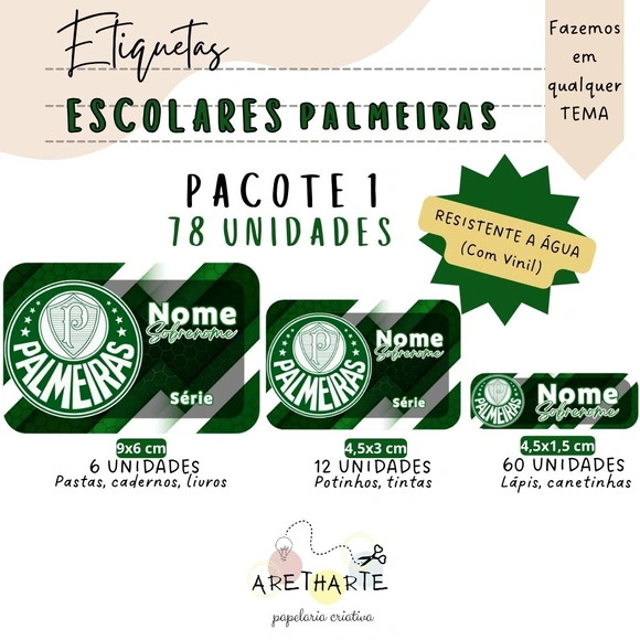 Kit Etiquetas Escolares 78 Unidades - Palmeiras