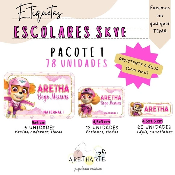 Kit Etiquetas Escolares 78 Unidades - Skye