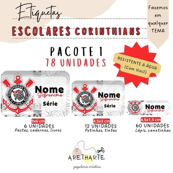 Kit Etiquetas Escolares 78 Unidades - Time