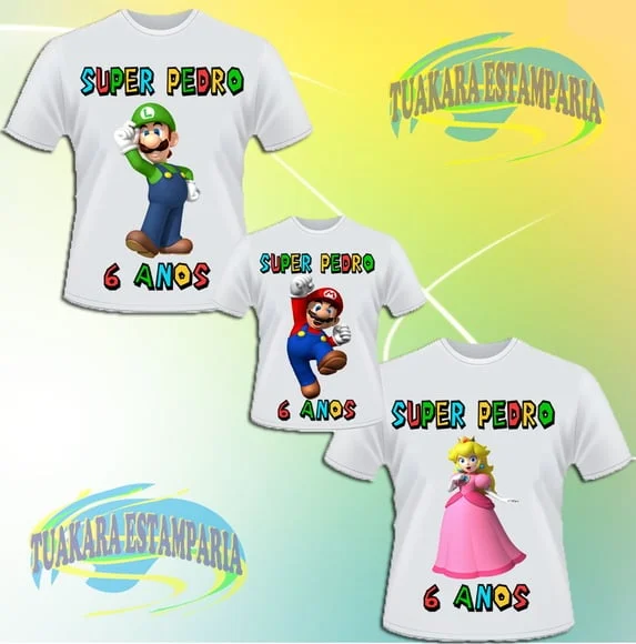 Kit 3 Camisetas - Super Mario