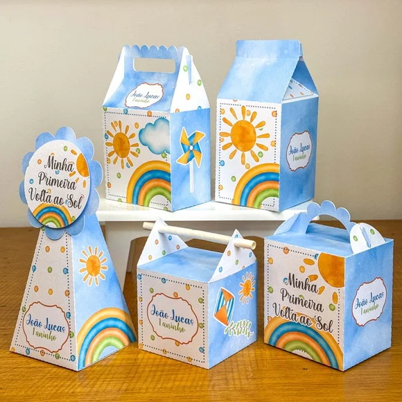 Kit Festa 50 Caixa Aniversário Volta ao Sol Personalizada
