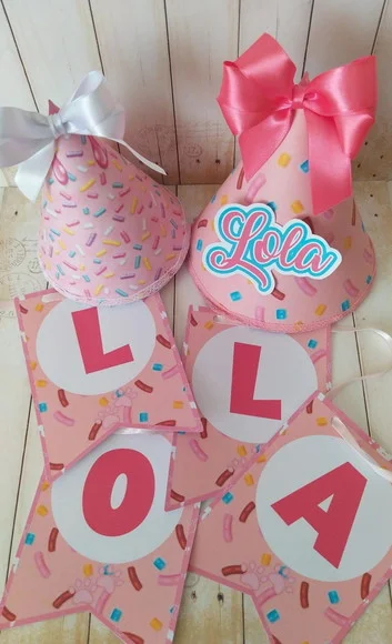 Kit Festa Aniversário Pet com 2 Chapeuzinhos Personalizados